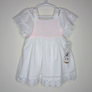 NWT Daisy Fuentes White Lace Smocked Dress With Bloomers 18m